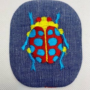 Vintage Patch Ladybug Beetle Iron-on Denim 3x3.5”